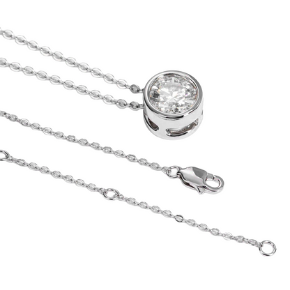 Big Round Lab Grown Diamond Necklace Pendant Solid White Gold Jewelry 3 Ct