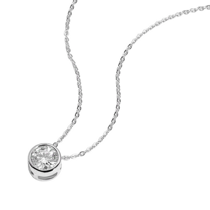 Big Round Lab Grown Diamond Necklace Pendant Solid White Gold Jewelry 3 Ct