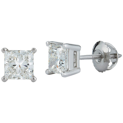GIA CERTIFIED Lab Grown Diamond Earrings Princess Studs 6 Ct.