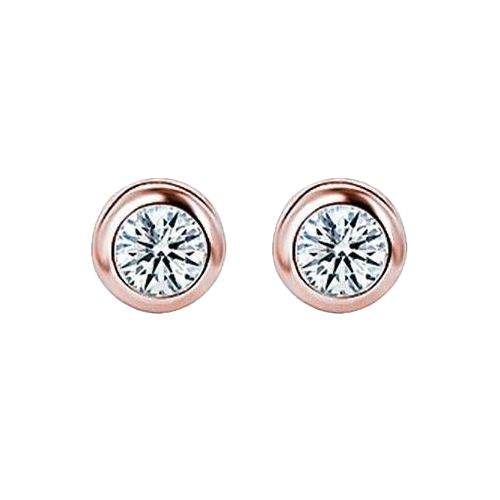 GIA CERTIFIED Lab Grown Diamond Stud Earring Rose Gold Screw Back Yards Bezel Set 2.50 Carat