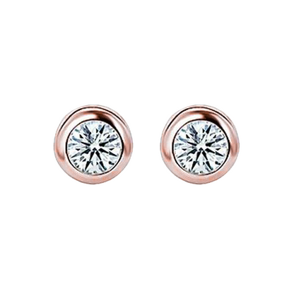 GIA CERTIFIED Lab Grown Diamond Stud Earring Rose Gold Screw Back Yards Bezel Set 2.50 Carat