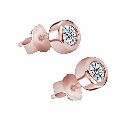 GIA CERTIFIED Lab Grown Diamond Stud Earring Rose Gold Screw Back Yards Bezel Set 2.50 Carat