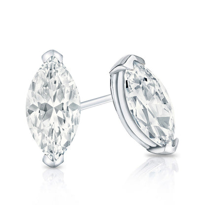 GIA CERTIFIED Marquise Cut Sparkling 4 Carats Lab Grown Diamonds Stud Earring White Gold 14K