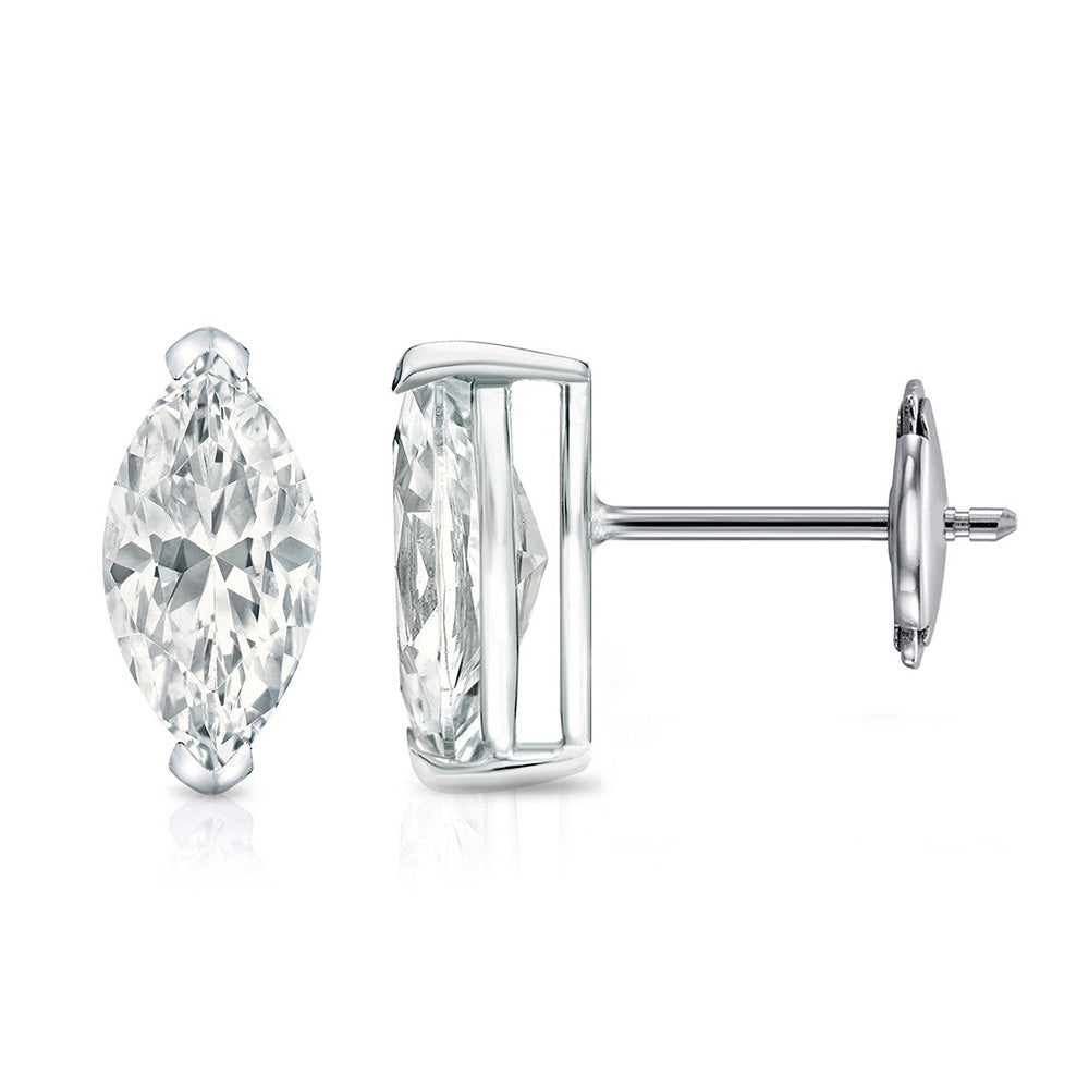 GIA CERTIFIED Marquise Cut Sparkling 4 Carats Lab Grown Diamonds Stud Earring White Gold 14K