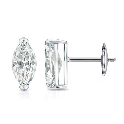 GIA CERTIFIED Marquise Cut Sparkling 4 Carats Lab Grown Diamonds Stud Earring White Gold 14K