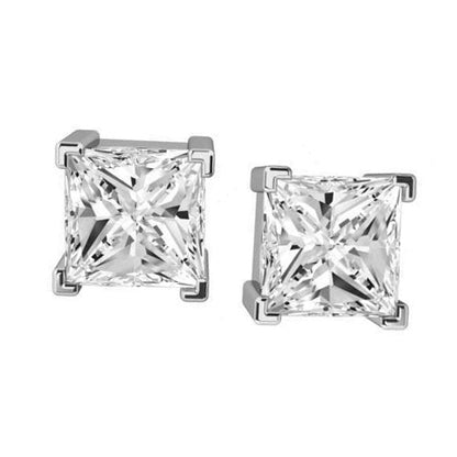 GIA CERTIFIED Princess Cut 3 Carats Lab Grown Diamond Stud Earring White Gold