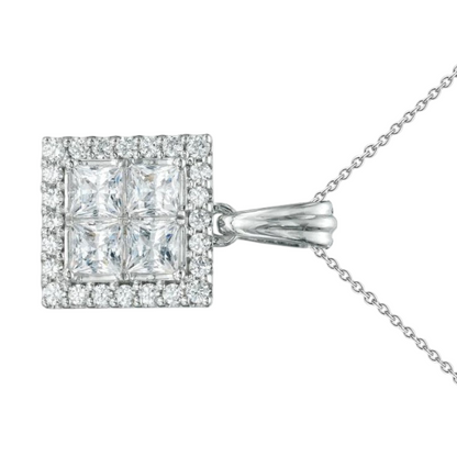 GIA CERTIFIED Princess Round Cut Lab Grown Diamond Pendant Necklace 6.40 Carat White Gold 14K