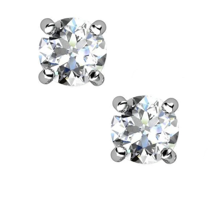 GIA CERTIFIED Prong Set 2 Carats Round Cut Lab Grown Diamonds Stud Earrings White Gold 14K