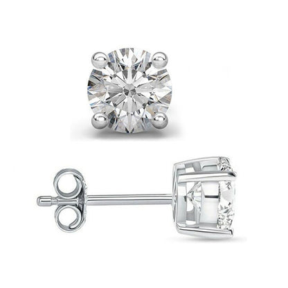 Round Cut Sparkling 3.80 Ct Lab Grown Diamonds Stud Earring White Gold 14K