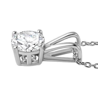 GIA CERTIFIED Round Lab Grown Diamond Necklace Pendant 2.50 Carats Prong Set White Gold 14K