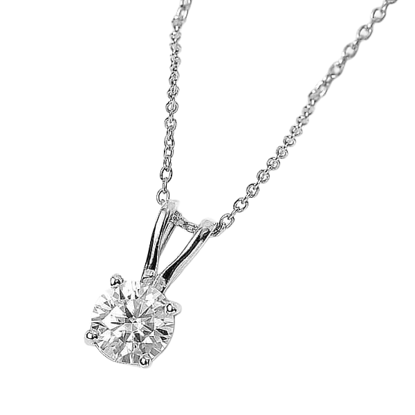 GIA CERTIFIED Round Lab Grown Diamond Necklace Pendant 2.50 Carats Prong Set White Gold 14K