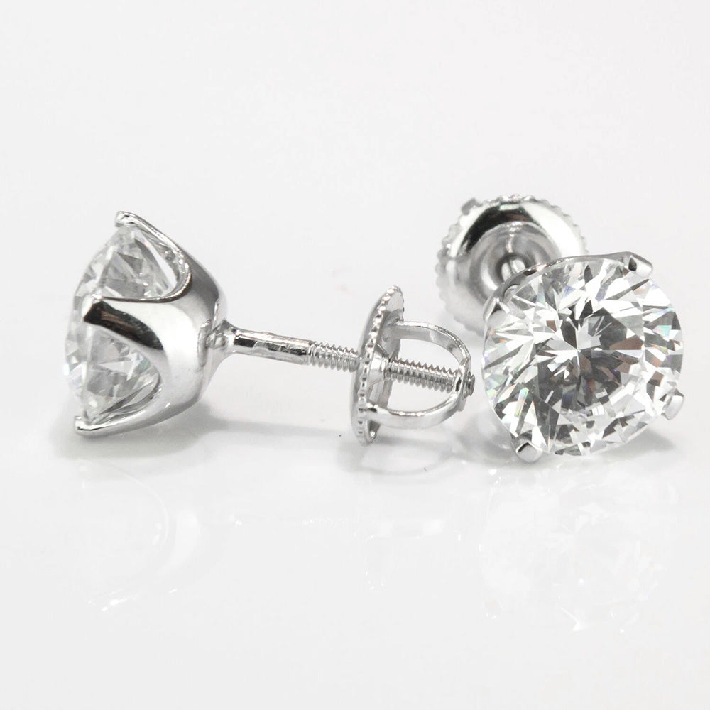 GIA Certified Lab Grown Diamond Studs 2.50 Carats White Gold Lady Jewelry