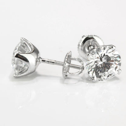 GIA Certified Lab Grown Diamond Studs 2.50 Carats White Gold Lady Jewelry