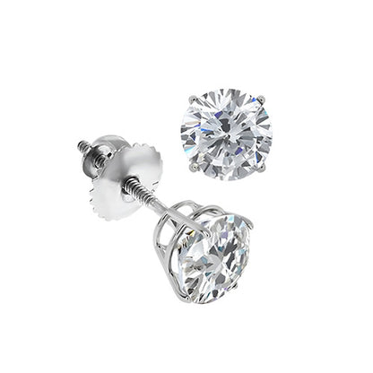 GIA Certified Lab Grown Diamonds Ladies Studs Earrings 3 Carats 14K White Gold