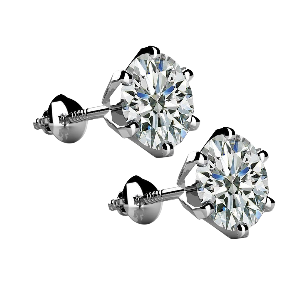 GIA Certified Lab Grown Diamonds Studs Earrings 3 Carats White Gold 14K
