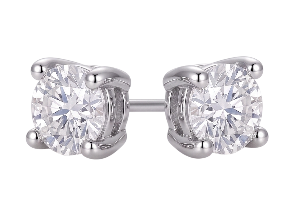 GIA Certified Ladies Studs Earring Prong Set 2.16 Ct Round Natural Earth Mined Diamonds White Gold