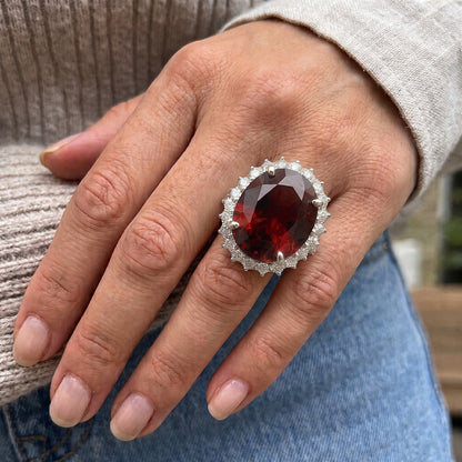 Garnet Gemstone Women's Cocktail Ring