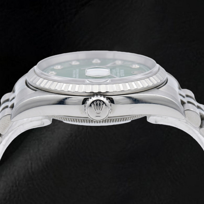 Rolex Datejust 16220 36mm Green Diamond Dial Stainless Steel Watch