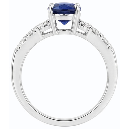 Gemstone Anniversary Ring Blue Sapphire & Natural Earth Mined Diamonds 2.50 Carats