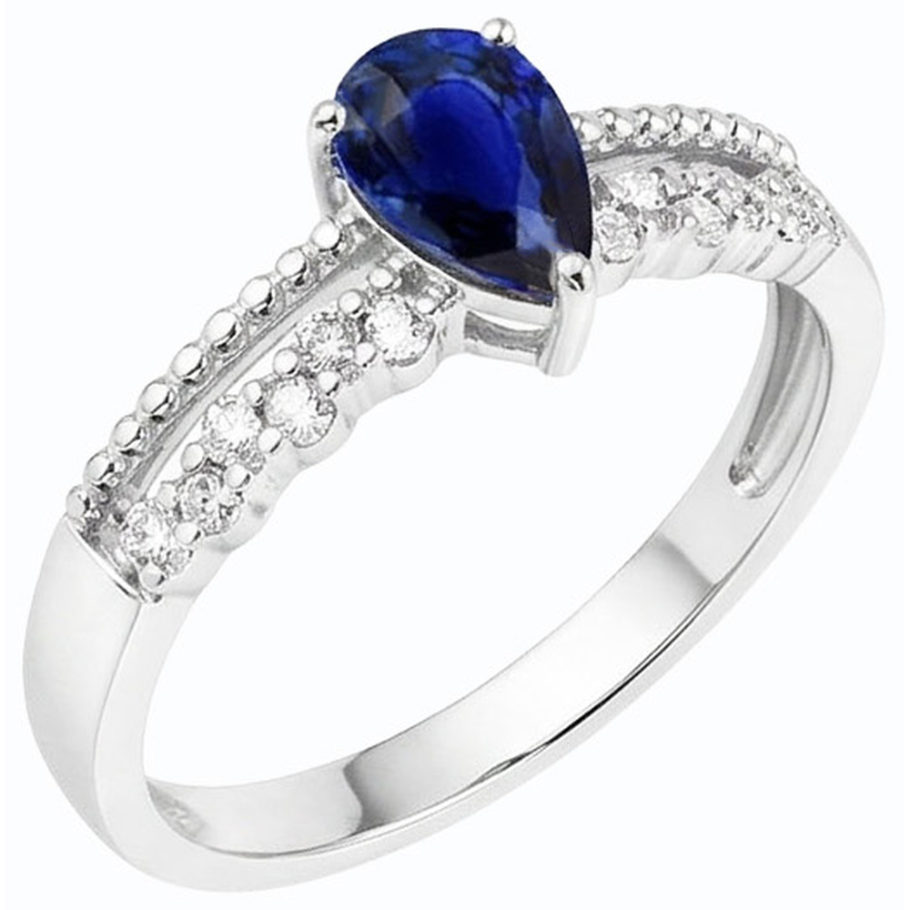 Gemstone Anniversary Ring Blue Sapphire & Natural Earth Mined Diamonds 2.50 Carats