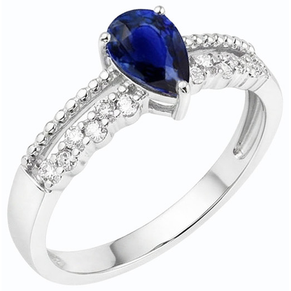 Gemstone Anniversary Ring Blue Sapphire & Natural Earth Mined Diamonds 2.50 Carats