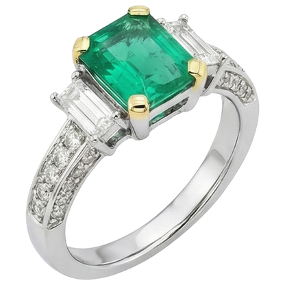 Natural Real ( Not Lab Grown ) Gemstone Anniversary Ring Green Emerald GIA Diamonds