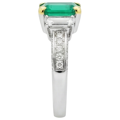 Natural Real ( Not Lab Grown ) Gemstone Anniversary Ring Green Emerald GIA Diamonds