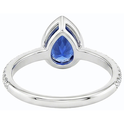 Gemstone Bezel Set Blue Sapphire Ring & Natural Earth Mined Diamonds 3.50 Carats