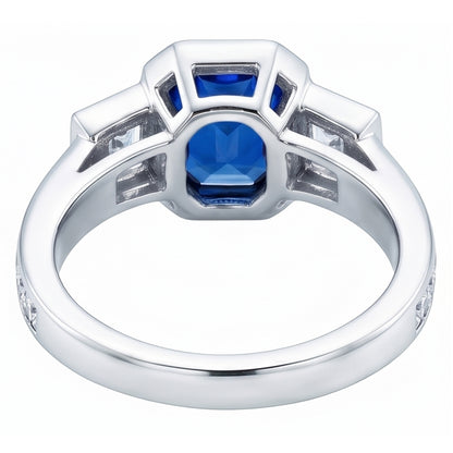 Gemstone Bezel Set Radiant Sapphire Ring Natural Earth Mined Diamond Jewelry 2.50 Carats