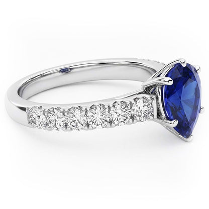 Gemstone Ceylon Sapphire Engagement Ring & Natural Earth Mined Diamonds 3 Carats Gold