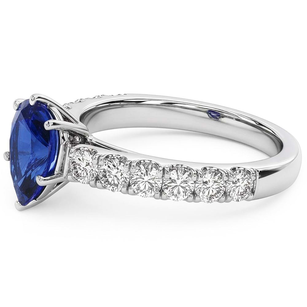 Gemstone Ceylon Sapphire Engagement Ring & Natural Earth Mined Diamonds 3 Carats Gold