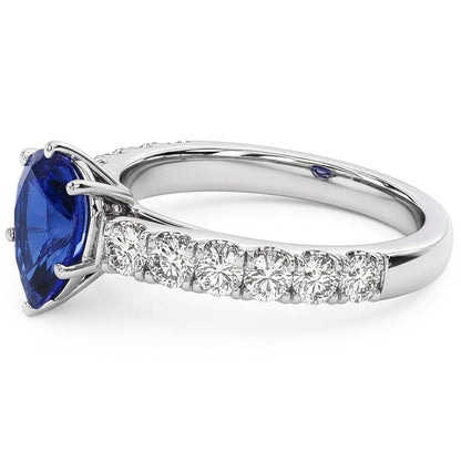 Gemstone Ceylon Sapphire Engagement Ring & Natural Earth Mined Diamonds 3 Carats Gold