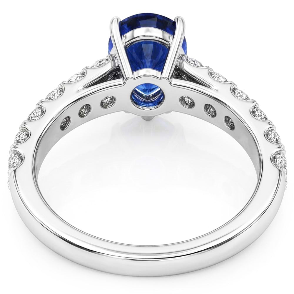 Gemstone Ceylon Sapphire Engagement Ring & Natural Earth Mined Diamonds 3 Carats Gold