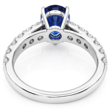 Gemstone Ceylon Sapphire Engagement Ring & Natural Earth Mined Diamonds 3 Carats Gold