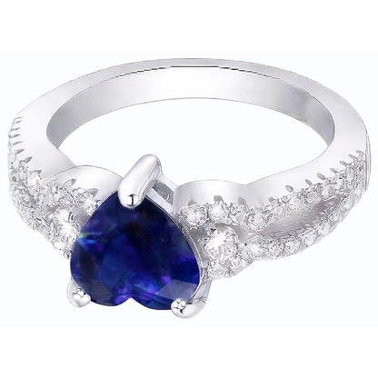 Gemstone Ceylon Sapphire Engagement Ring & Round Natural Earth Mined Diamonds 4.50 Carats