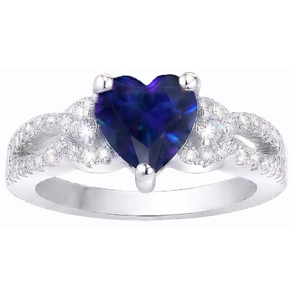Gemstone Ceylon Sapphire Engagement Ring & Round Natural Earth Mined Diamonds 4.50 Carats