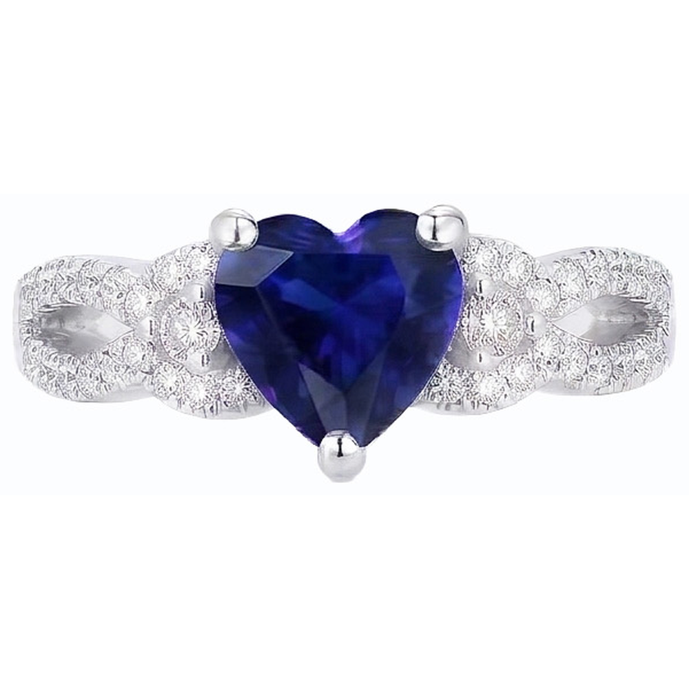 Gemstone Ceylon Sapphire Engagement Ring & Round Natural Earth Mined Diamonds 4.50 Carats