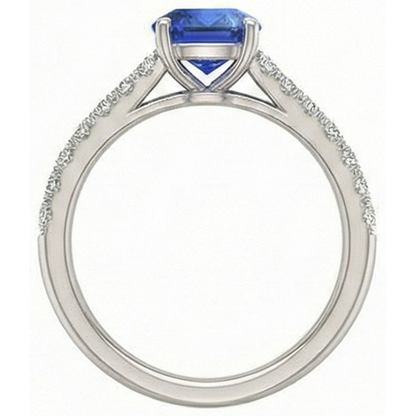 Gemstone Cushion Cut Sapphire Ring 2.50 Carats Fishtail Set Natural Earth Mined Diamonds