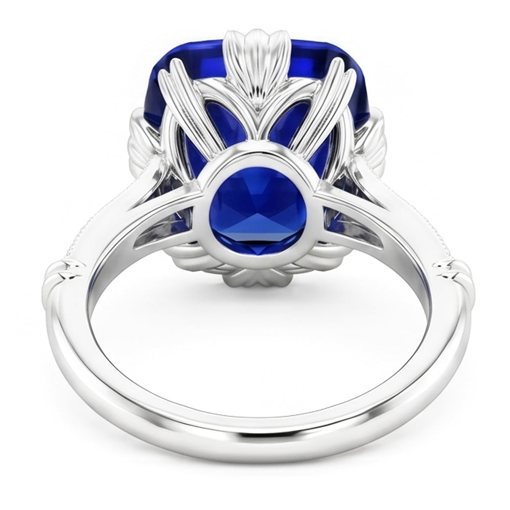 Gemstone Cushion Sapphire Ring 3.50 Carats Triple Prong Natural Earth Mined Diamonds
