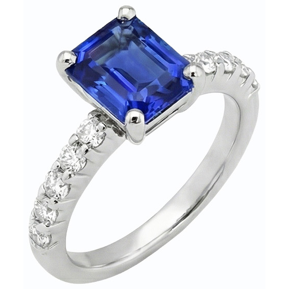 natural emerald sapphire 2.50ct ring front view