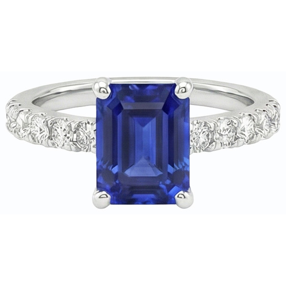 natural emerald sapphire 2.50ct ring top view