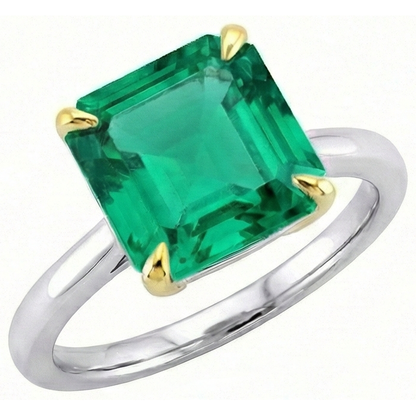 Natural Real ( Not Lab Grown ) Gemstone Engagement Ring Asscher Cut Green Emerald GIA Jewelry