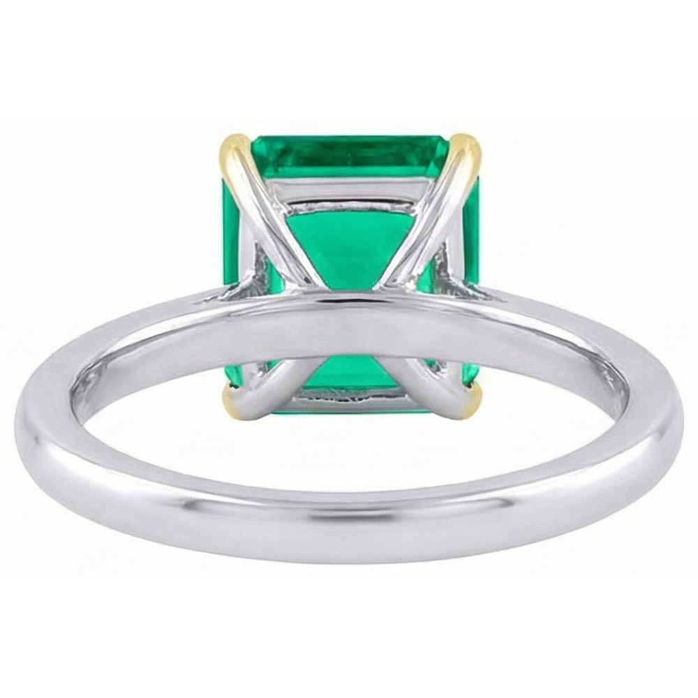 Natural Real ( Not Lab Grown ) Gemstone Engagement Ring Asscher Cut Green Emerald GIA Jewelry