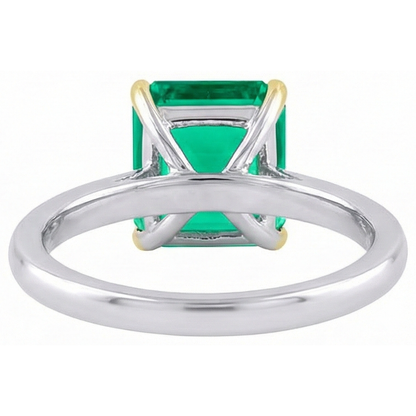 Natural Real ( Not Lab Grown ) Gemstone Engagement Ring Asscher Cut Green Emerald GIA Jewelry