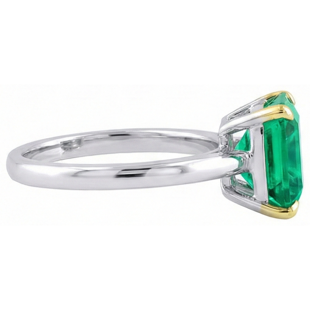 Natural Real ( Not Lab Grown ) Gemstone Engagement Ring Asscher Cut Green Emerald GIA Jewelry