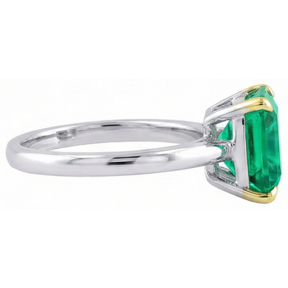Natural Real ( Not Lab Grown ) Gemstone Engagement Ring Asscher Cut Green Emerald GIA Jewelry