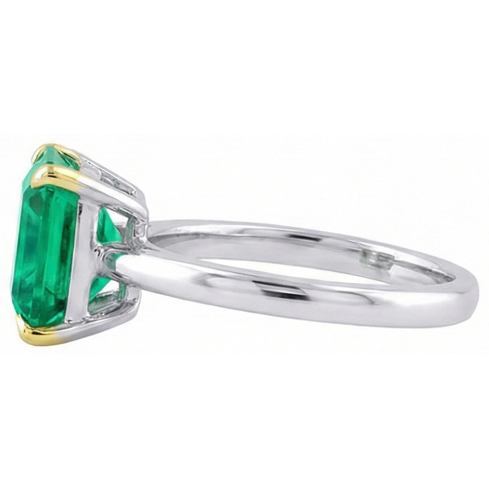 Natural Real ( Not Lab Grown ) Gemstone Engagement Ring Asscher Cut Green Emerald GIA Jewelry