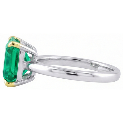 Natural Real ( Not Lab Grown ) Gemstone Engagement Ring Asscher Cut Green Emerald GIA Jewelry