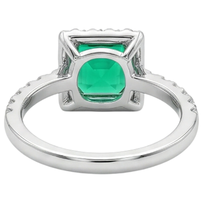 Natural Real ( Not Lab Grown ) Gemstone Engagement Ring Halo Green Emerald GIA Sparkling Diamonds
