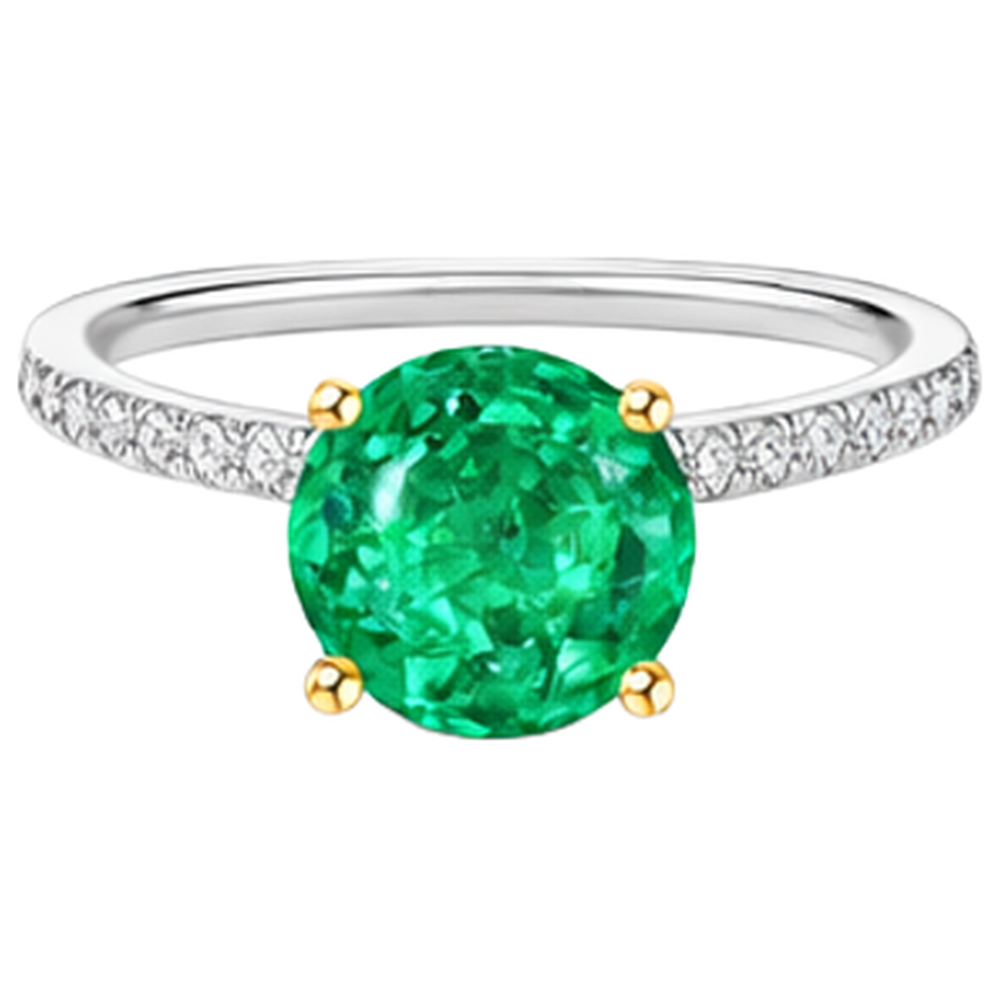 Natural Real ( Not Lab Grown ) Gemstone Green Emerald GIA Womens Ring With Accents